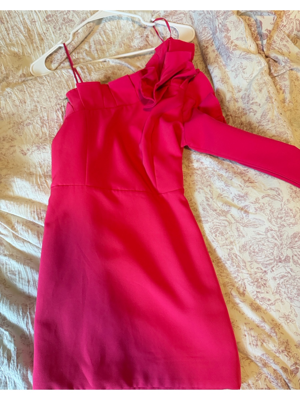 DO+BE Hot Pink One-Shoulder Ruffle Bodycon Dress